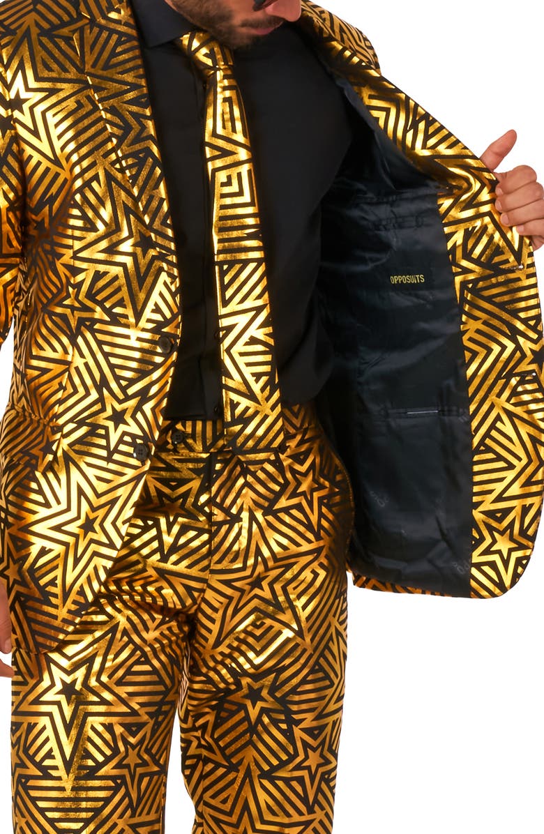 OppoSuits Golden Geo Star 3-Piece Tuxedo Set, Alternate, color,