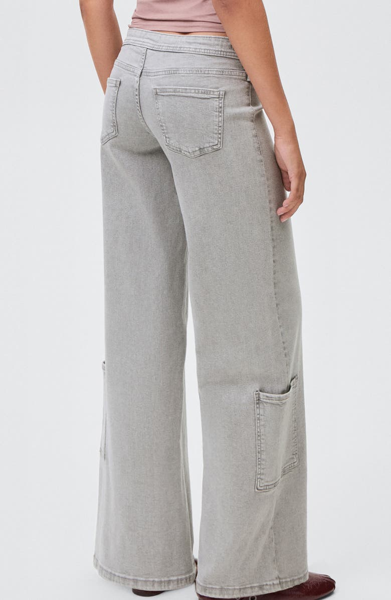 MANGO TEEN Buckle Low Rise Wide Leg Cargo Jeans, Alternate, color, Denim Grey