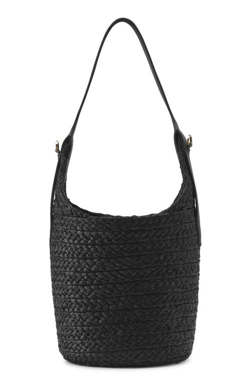 Helen Kaminski Nisida Raffia Bucket Bag In Charcoal/black