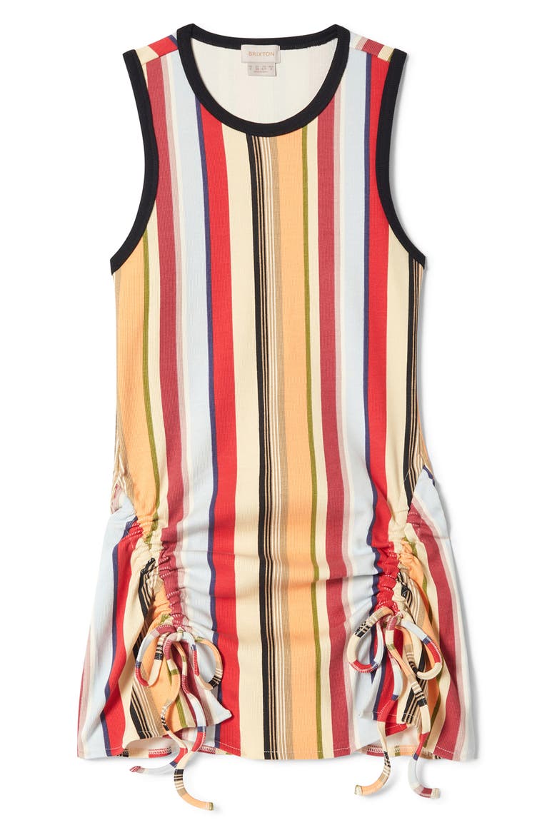 Cinched Rib Tank Minidress, Alternate, color, PEACH COBBLER MULTI STRIPE
