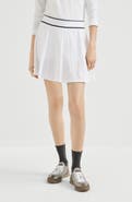 Brunello Cucinelli Stretch cotton piqué mini skirt with logo