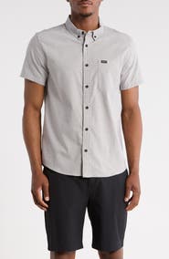 RVCA That'll Do Slim Fit Solid Short Sleeve Button-Down Shirt