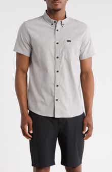 RVCA That'll Do Slim Fit Solid Short Sleeve Button-Down Shirt