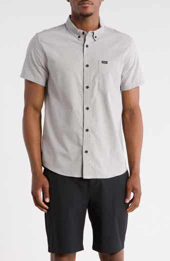 RVCA That'll Do Slim Fit Solid Short Sleeve Button-Down Shirt