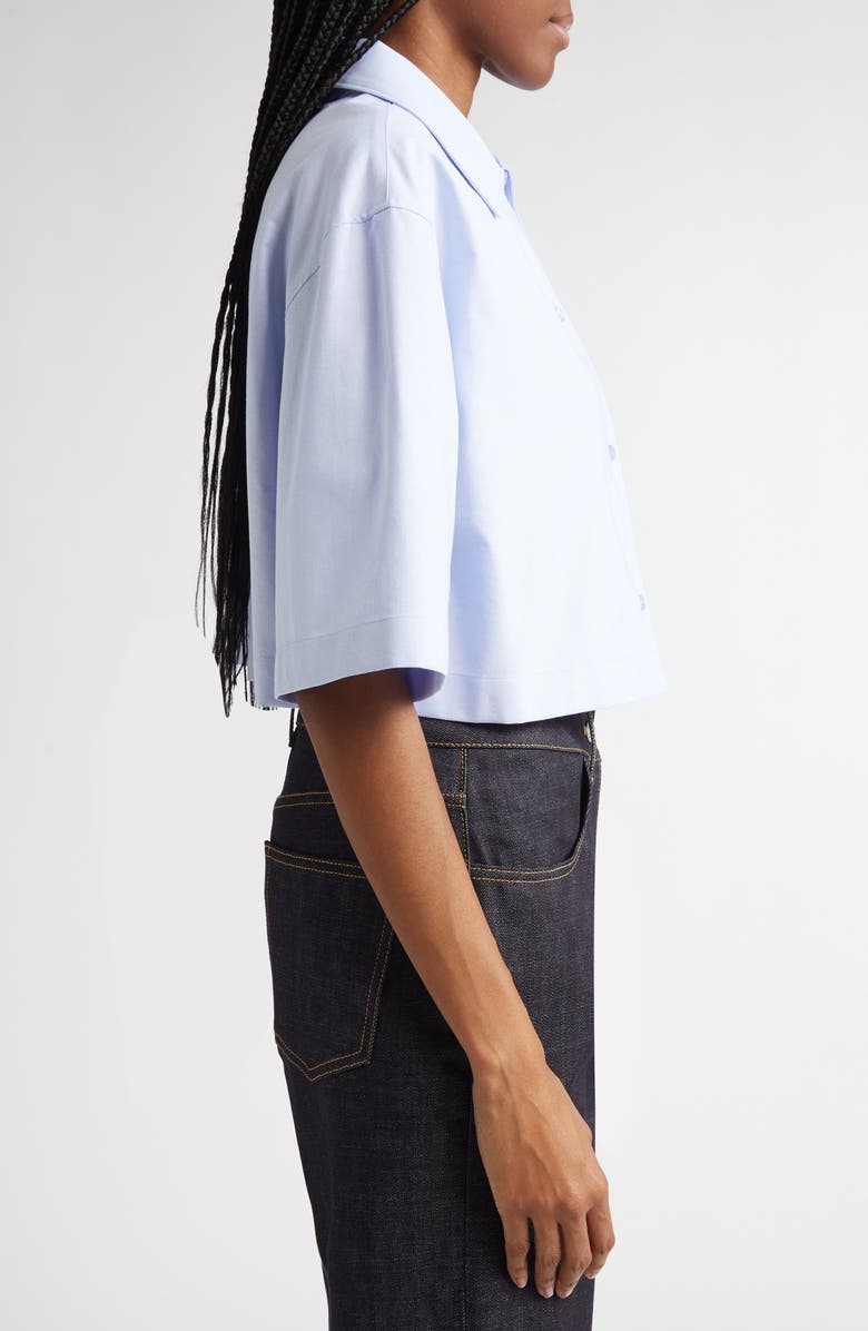 Givenchy Crop Cotton Oxford Short Sleeve Button-Up Shirt, Alternate, color, 