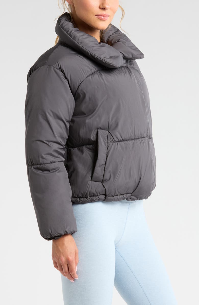 Zella Cozy Cocoon Puffer Jacket, Alternate, color, Grey Forged