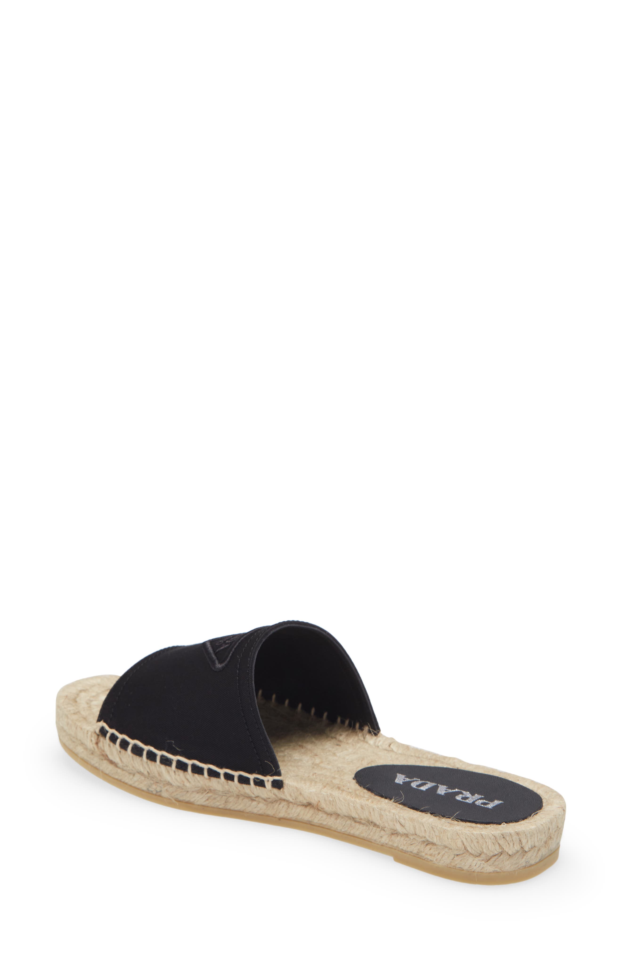 Prada Logo Espadrille Slide Sandal, Alternate, color, 
