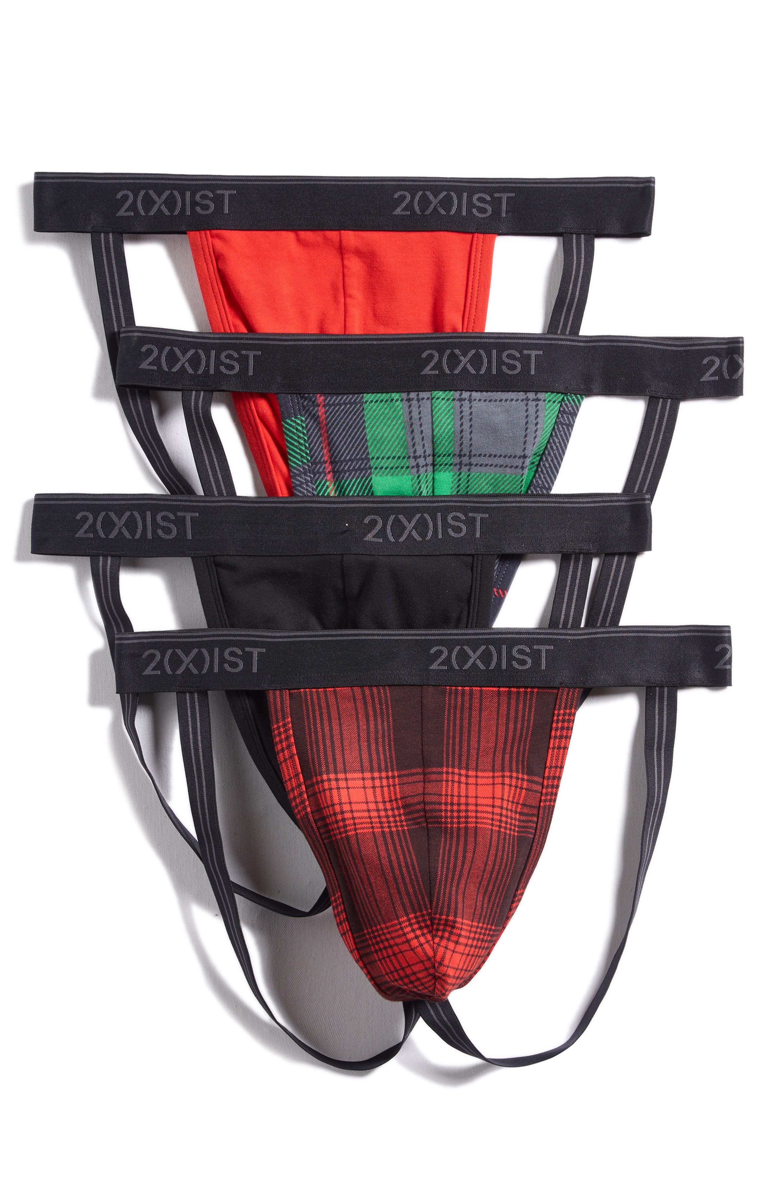 2(x)ist Assorted 4-Pack Stretch Cotton Jock Strap