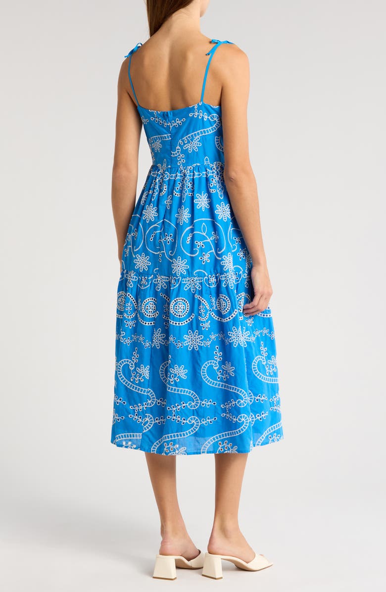 Julia Jordan Cotton Eyelet Sundress, Alternate, color, Blue/ Ivory
