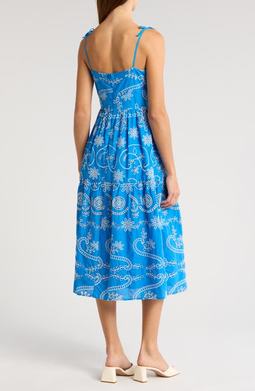 Julia Jordan Cotton Eyelet Sundress In Blue/ivory