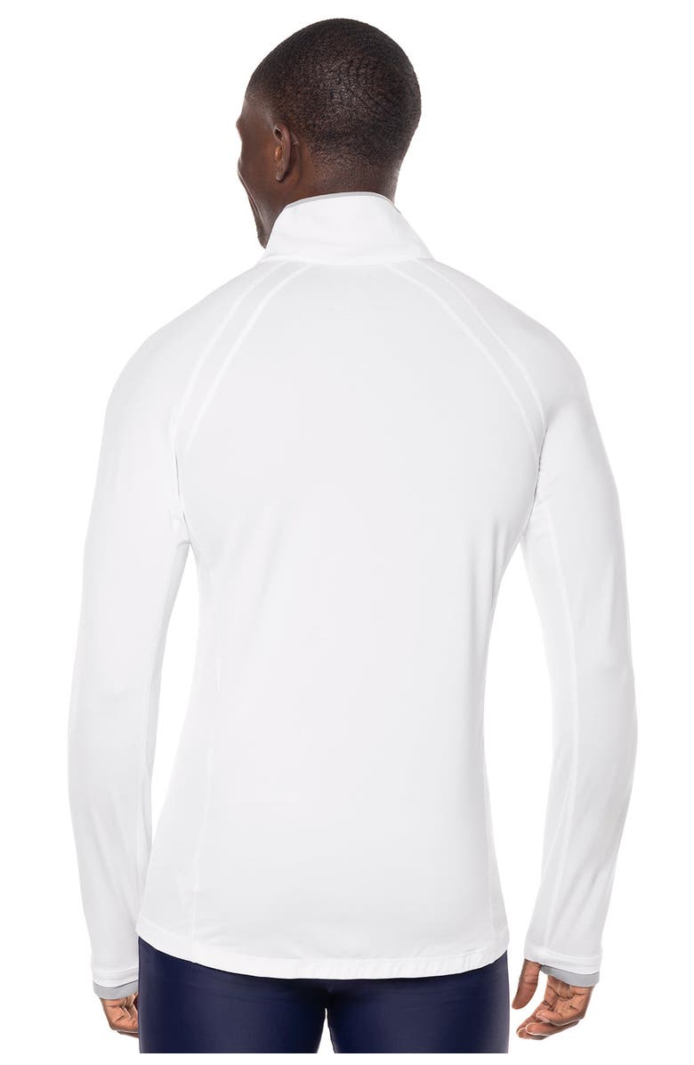 Coolibar Men's Half-Zip Rash Guard - UPF 50+ Sun Protection - Ultimate, Alternate, color, White Line Texture