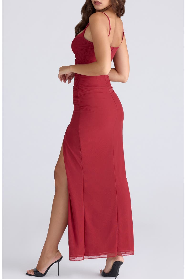 Lini Sleeveless Mesh Gown, Alternate, color, RED