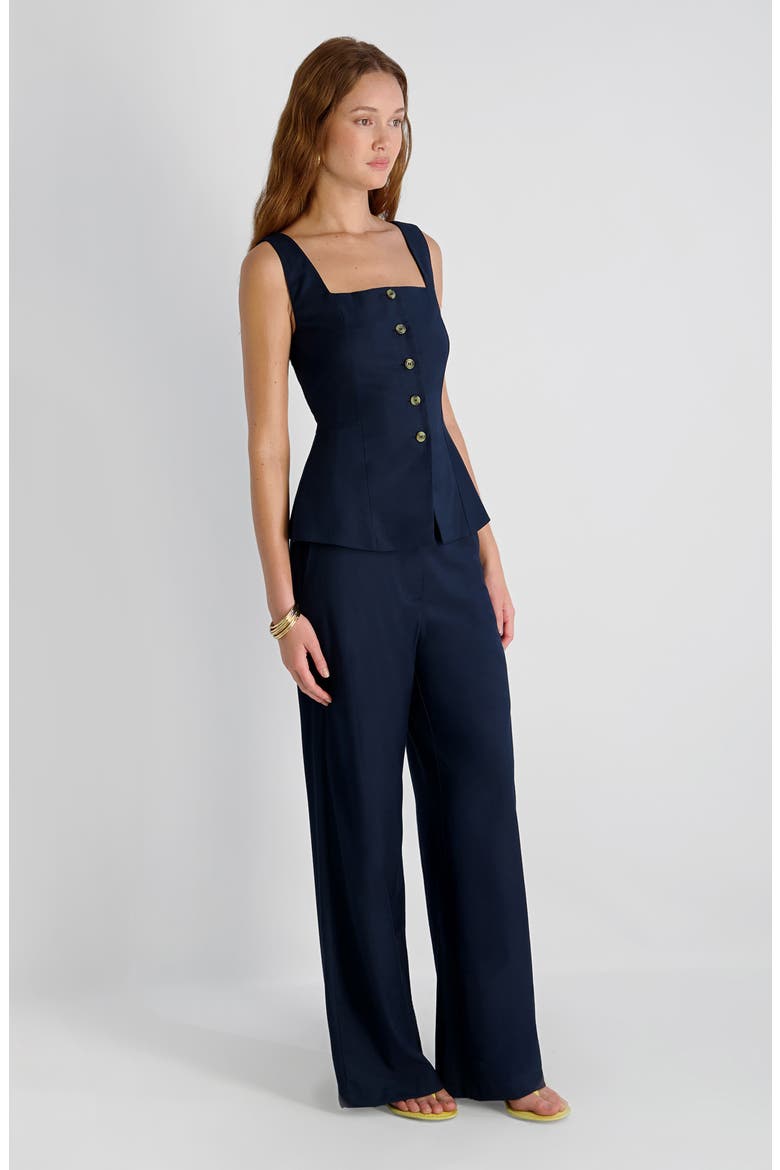 Square Neck Twill Top, Alternate, color, MARINE