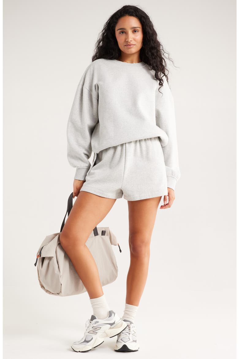 Ultracozy Fleece Sweat Shorts, Alternate, color, GREY LIGHT HEATHER