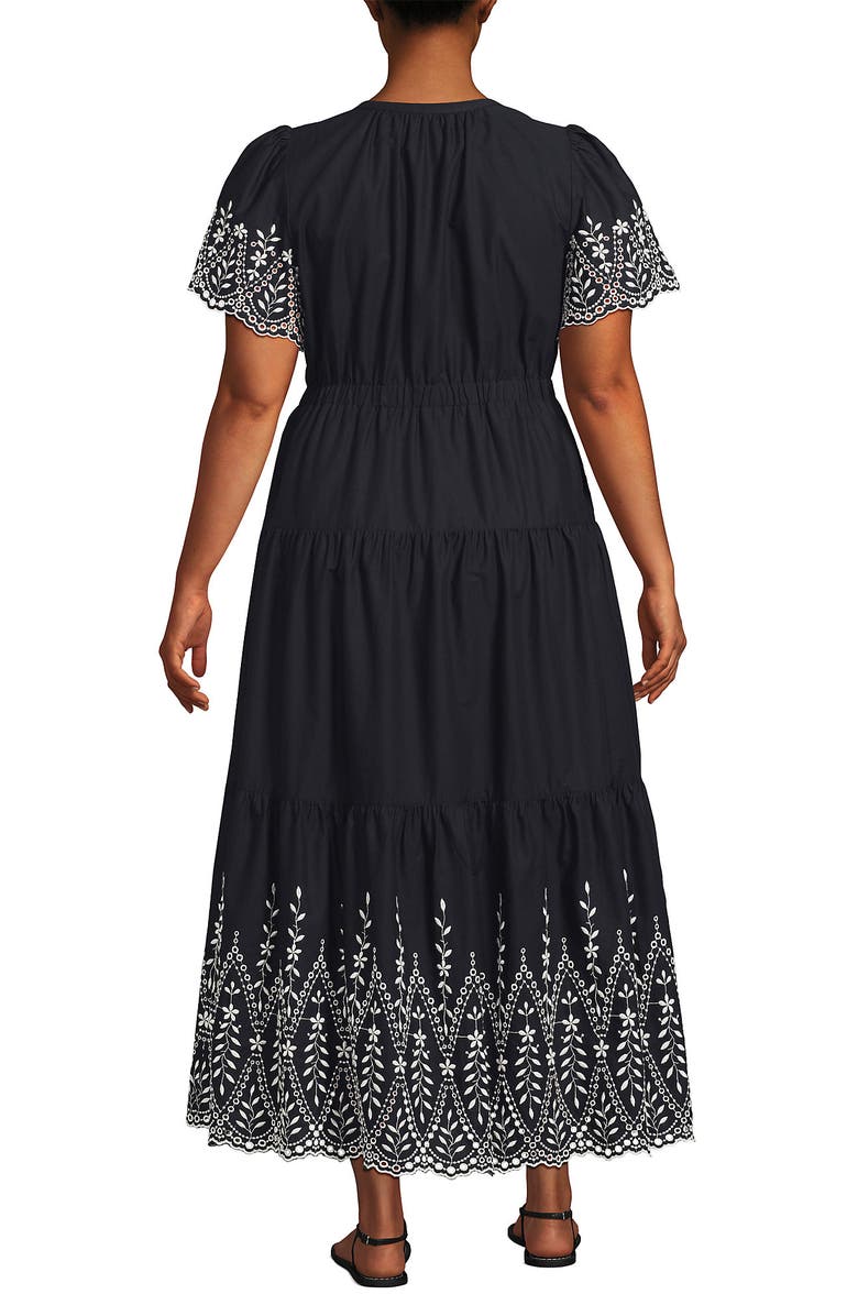 Lands' End Tiered Cotton Poplin Eyelet Maxi Dress, Alternate, color, 