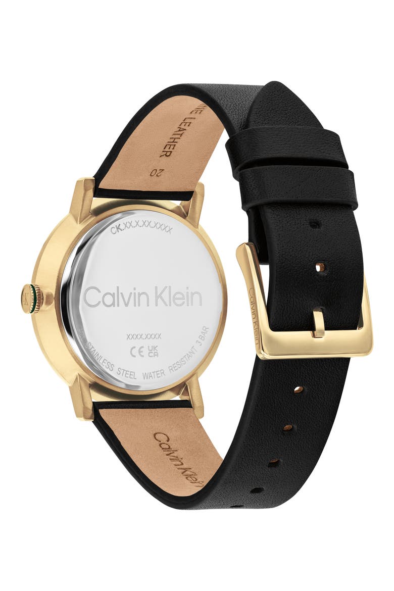 CK Real Leather Strap Watch, 40mm, Alternate, color, GREEN