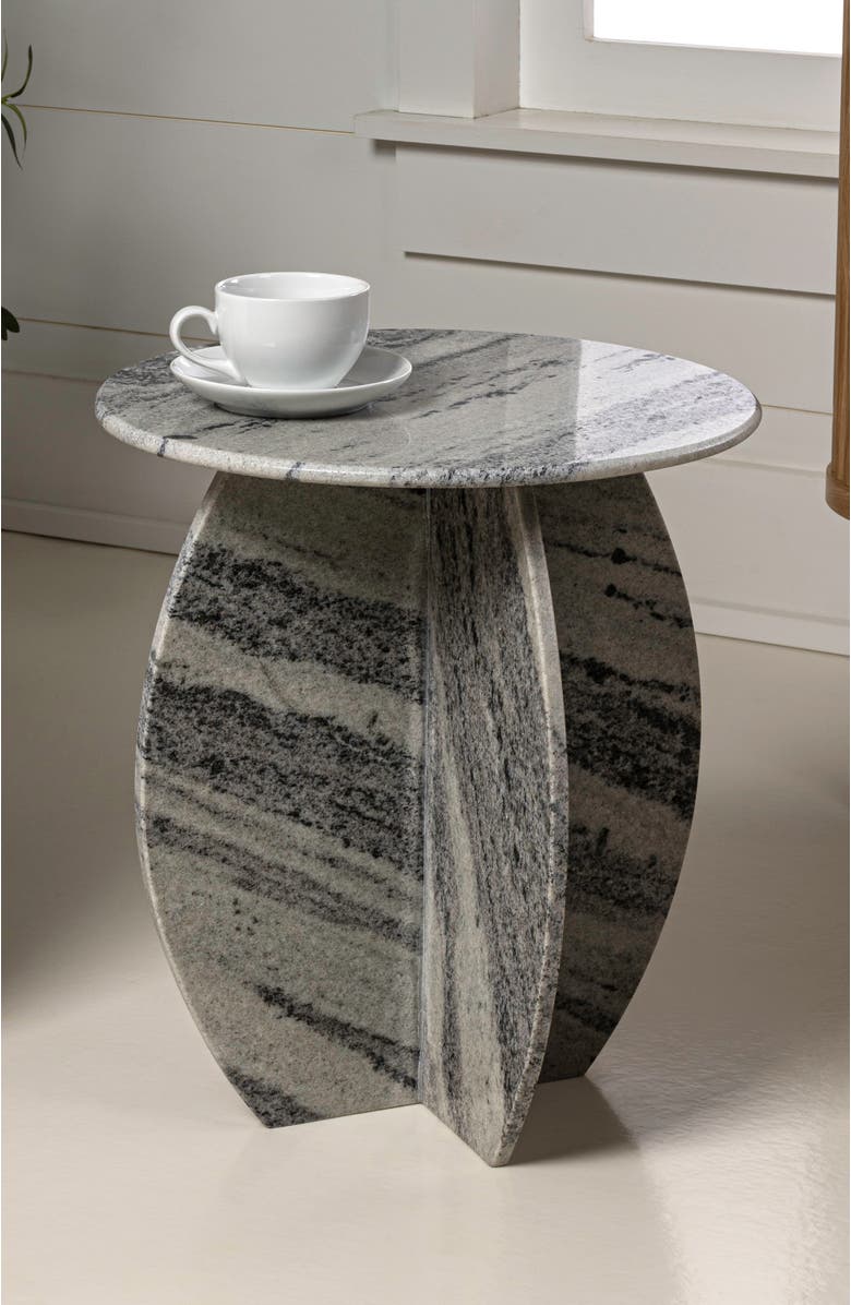 JONATHAN Y Venus 17.5" Contemporary Natural Marble Handmade X-Shaped End Table, Alternate, color, Gray/Black