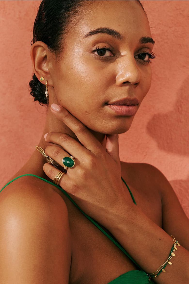 Green Onyx & Pearl Ring 8, Alternate, color, Yellow Gold