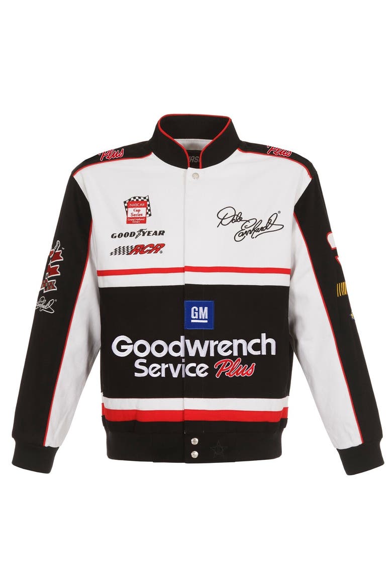 Men's JH Design White/Black Dale Earnhardt Goodwrench Twill Uniform Full-Snap Jacket, Alternate, color, White