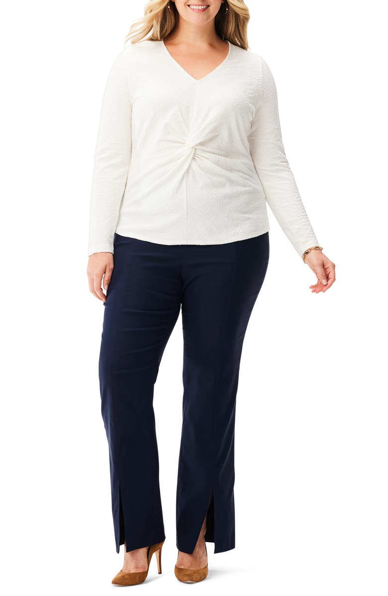 NIC+ZOE Textured Twist Front Knit Top, Alternate, color, Cream