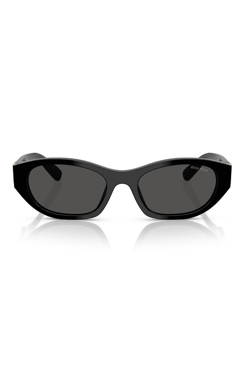 53mm Oval Sunglasses, Main, color, BLACK / DARK GREY
