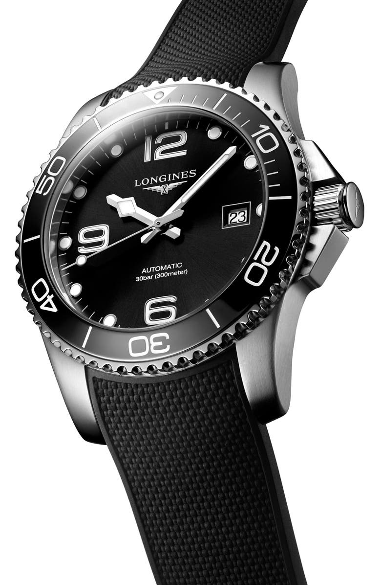 Longines HydroConquest Automatic Rubber Strap Watch, 41mm, Alternate, color, 