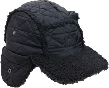 UGG Mens Shearling discount Trapper Cap Black Quilted Nylon Brown L/XL Warm Winter