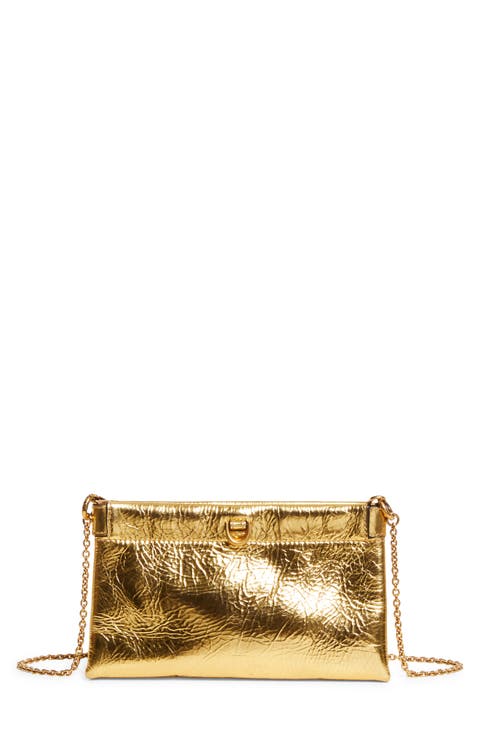 Mini Talk Metallic Leather Clutch