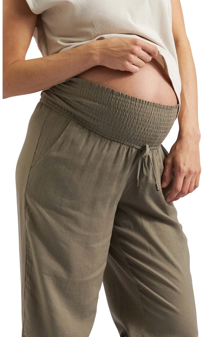 Indi Wide Leg Linen Pant, Alternate, color, OLIVE