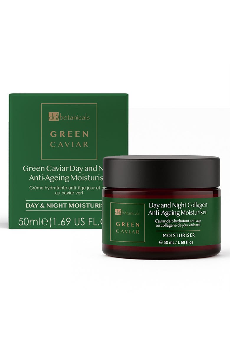 DR BOTANICALS Green Caviar Day & Night Collagen Anti-Ageing Moisturiser 50ml for Fine Lines & Wrinkles, Anti-Aging, Alternate, color, White