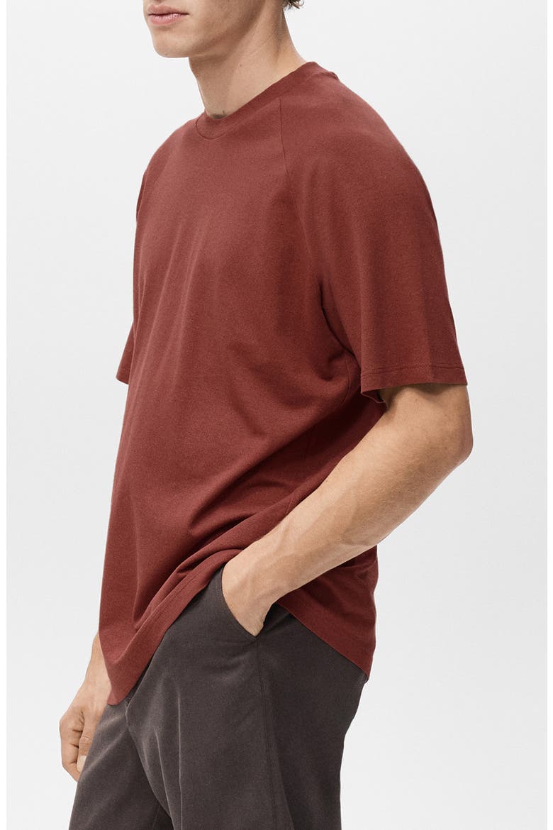 Relaxed Fit Cotton & Linen Raglan T-Shirt, Alternate, color, BURNT ORANGE