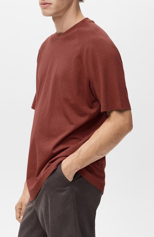 Mango Relaxed Fit Cotton & Linen Raglan T-shirt In Brown