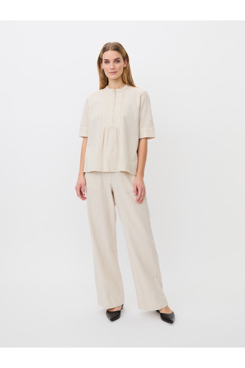 MaBeyora Mandarin Collar Textured Blouse, Alternate, color, Olivine