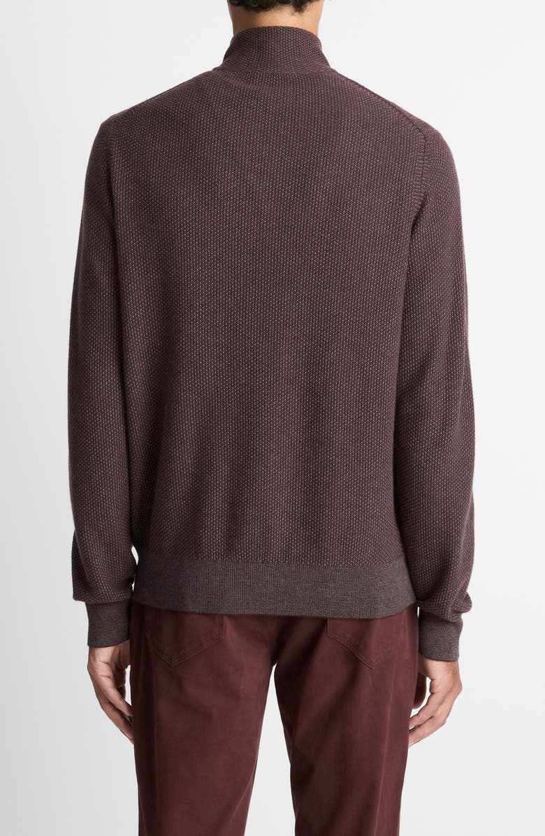 Vince Geometric Jacquard Wool & Cashmere Quarter Zip Pullover, Alternate, color, Port/ Grey