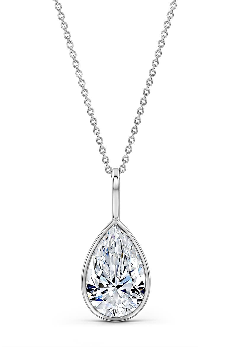 Lab Grown Diamond Pear Pendant Necklace, Main, color, STERLING SILVER