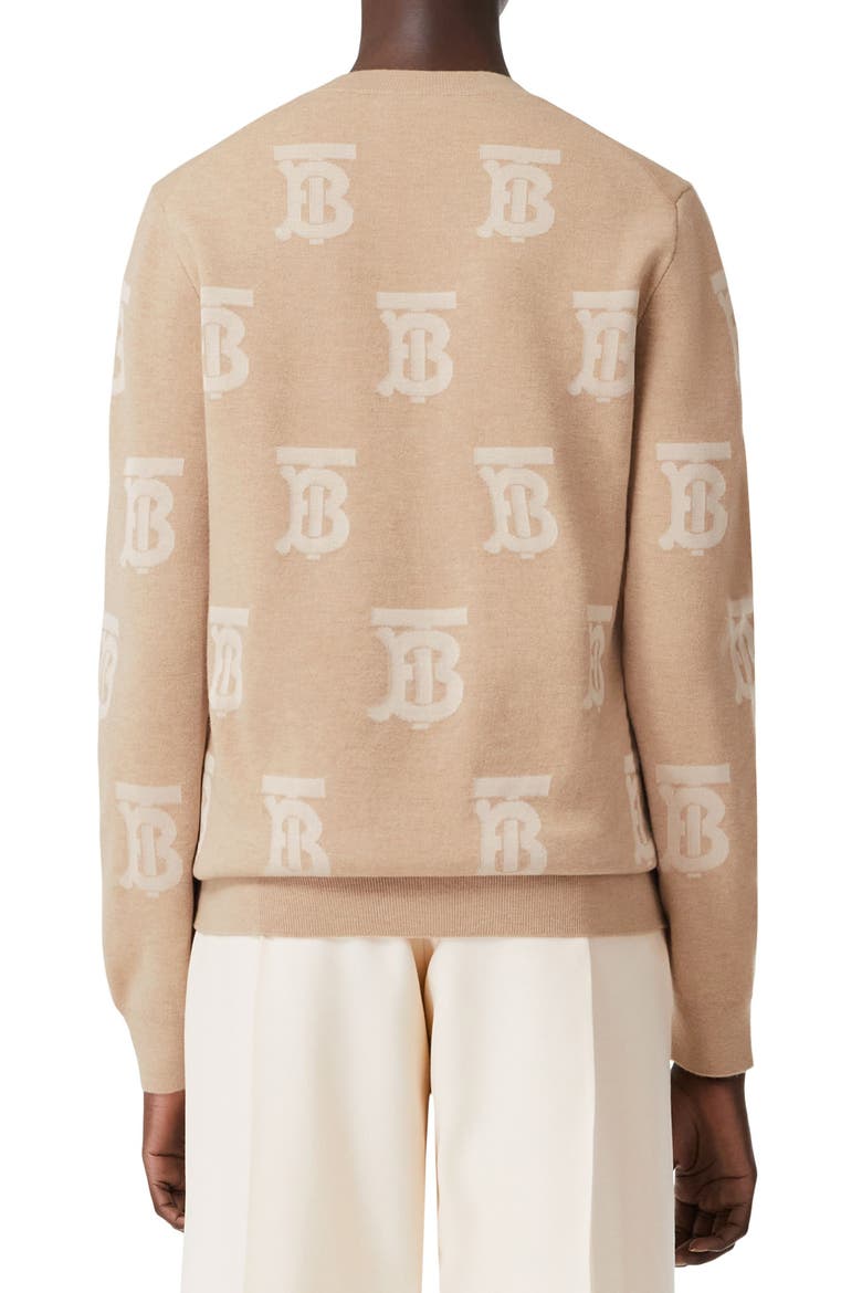 Saskia TB Monogram Wool Blend Sweater, Alternate, color, LIGHT CAMEL