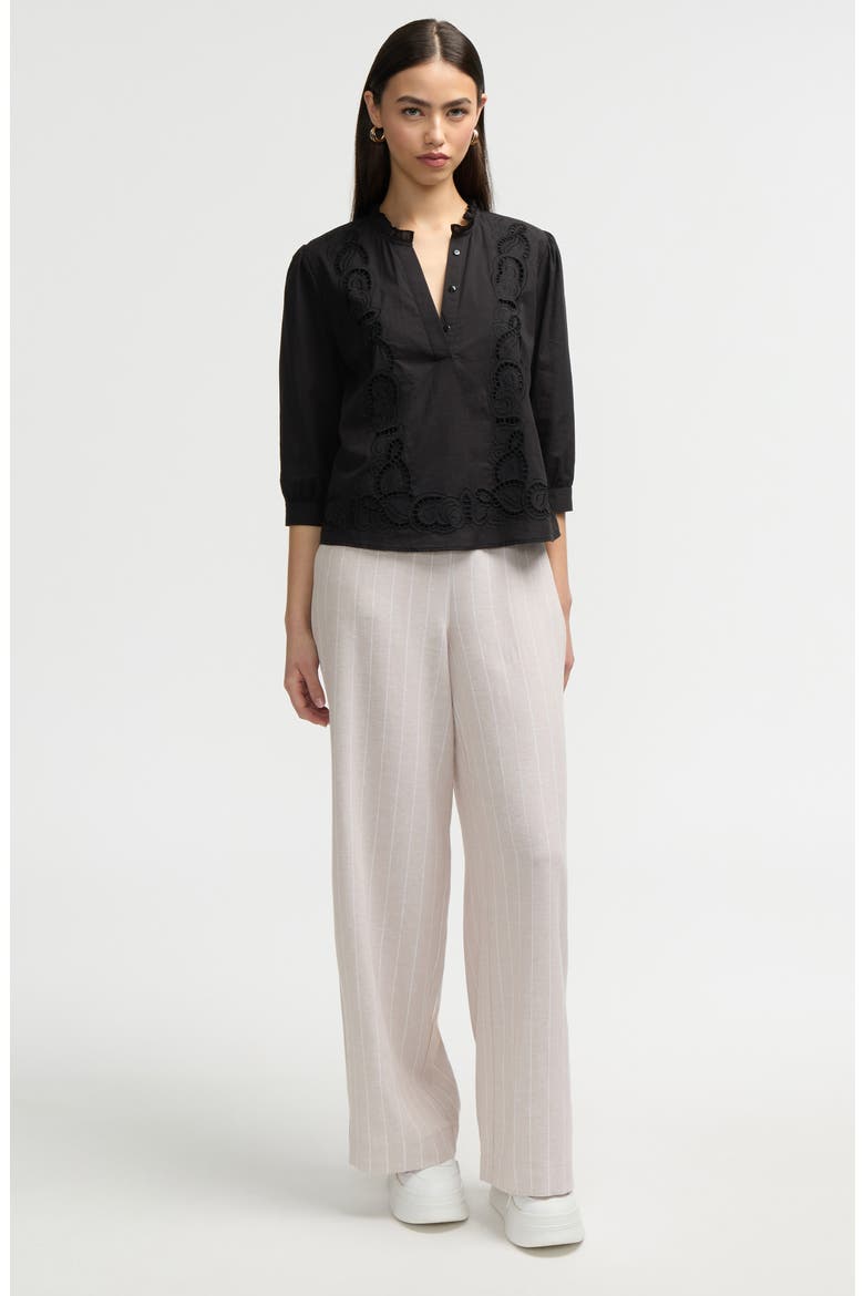 Embroidered Cotton Top, Alternate, color, BLACK