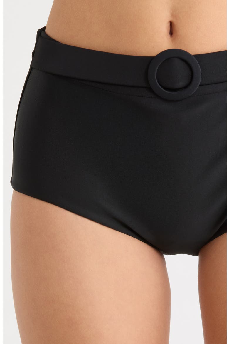 Danica Belted Hipster Bikini Bottoms, Alternate, color, BLACK