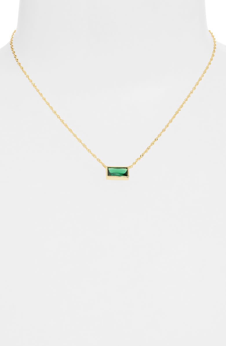 ARGENTO VIVO Baguette Green Crystal Pendant Necklace, Alternate, color, Gold