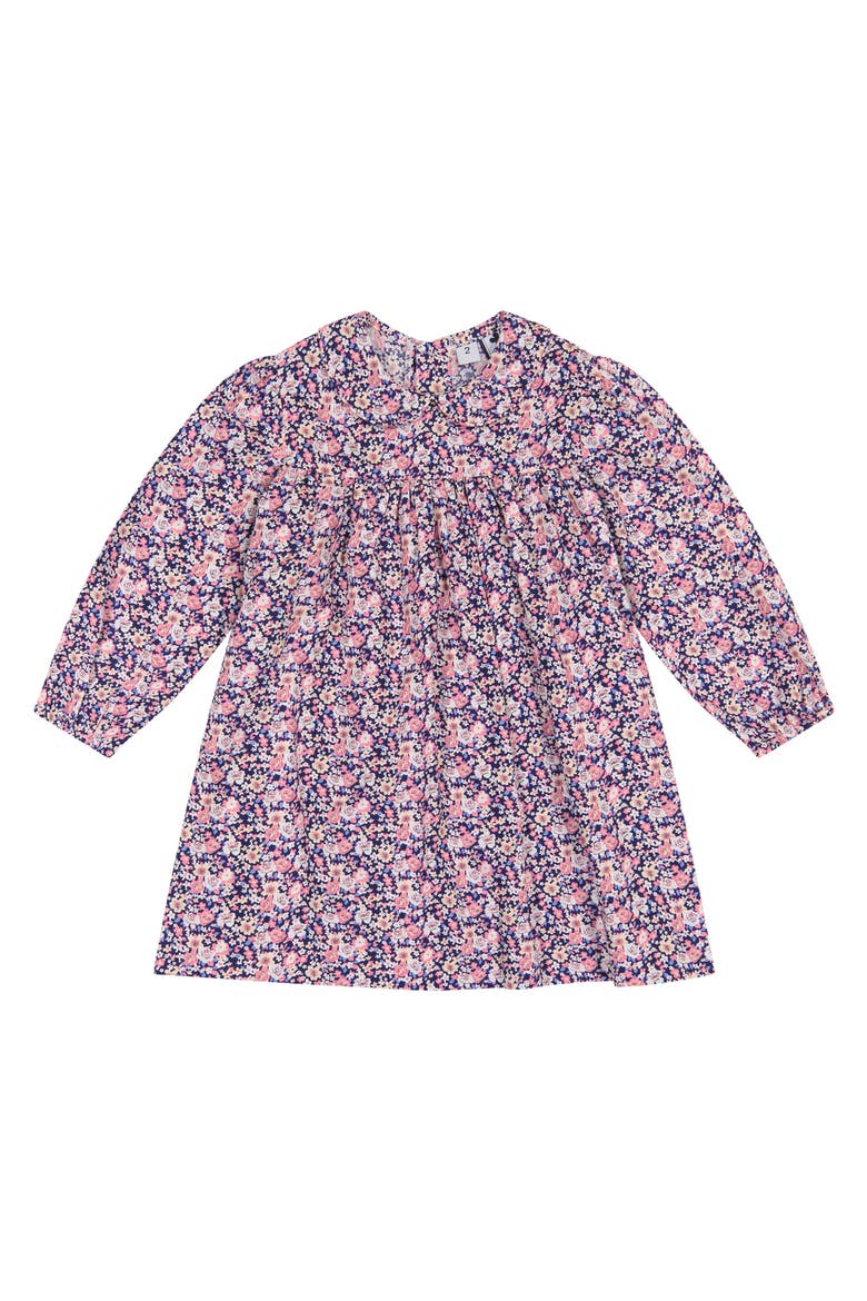 Ginny Girls Peter Pan Collar Dress Mini Pink Navy Floral, Main, color, Pink Navy Floral