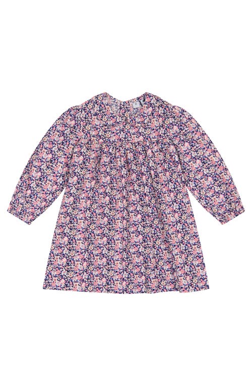 Busy Bees Ginny Girls Peter Pan Collar Dress Mini Pink Navy Floral In Pink Navy Floral