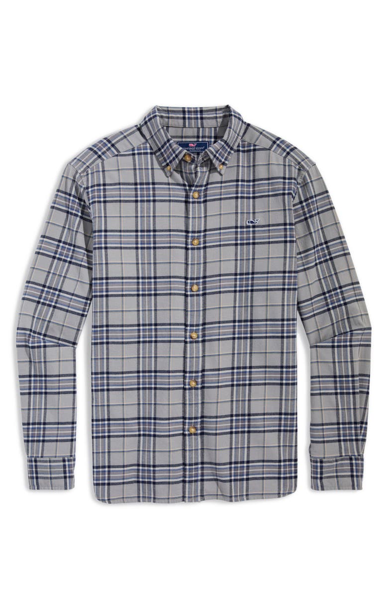 vineyard vines Plaid Whale Flannel Button-Down Shirt, Alternate, color, 