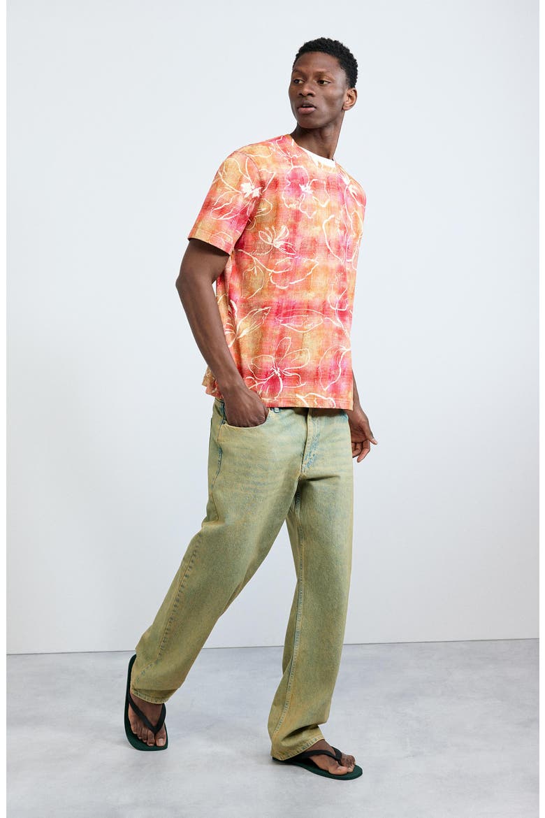 Floral Windowpane Cotton T-Shirt, Alternate, color, LIGHT PINK
