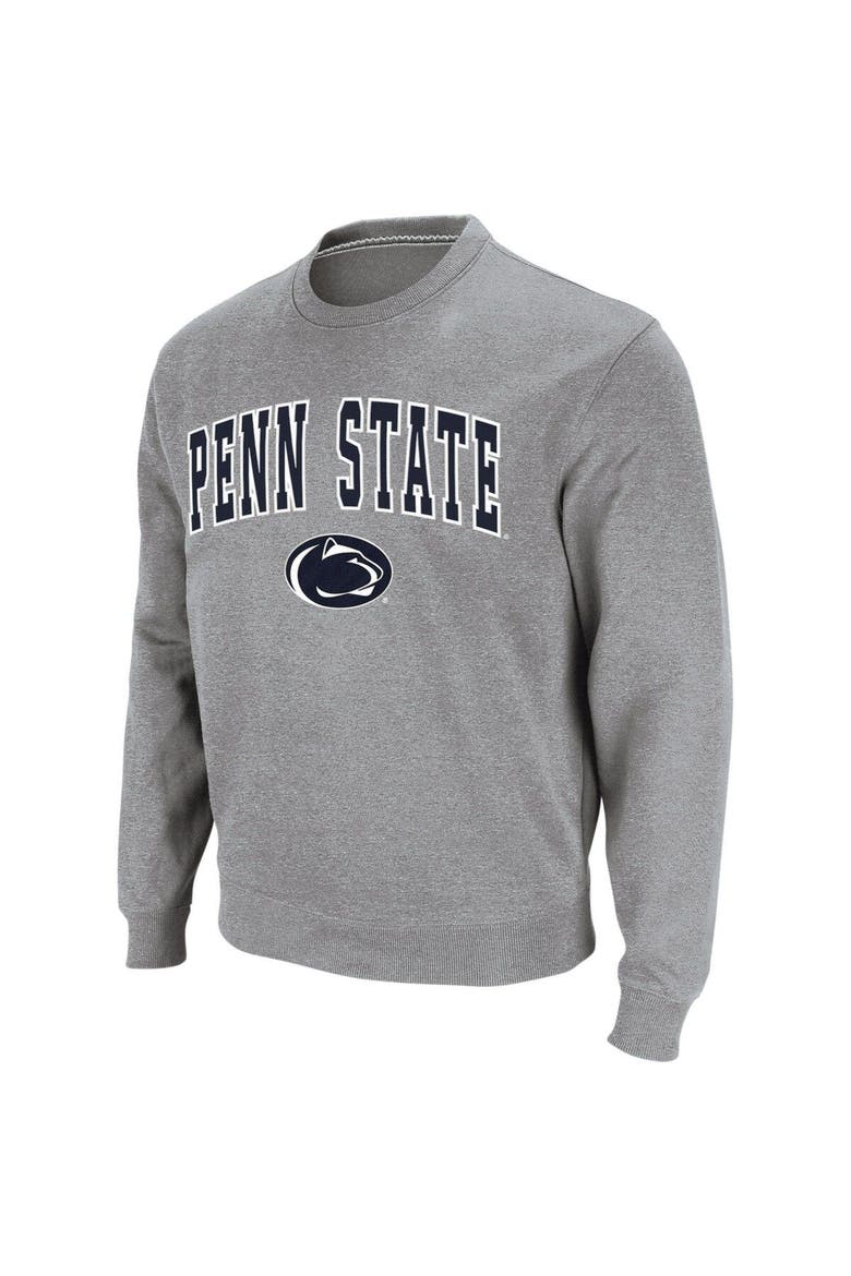 Men's Colosseum Heather Gray Penn State Nittany Lions Arch & Logo Crew Neck Sweatshirt, Alternate, color, Heather Gray