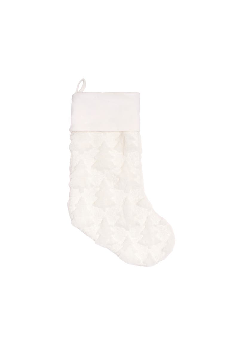 C&F Home Frosted Tree Hanging Christmas Stocking 20", Main, color, White