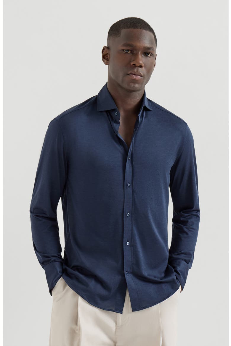Spread collar shirt, Main, color, Azure