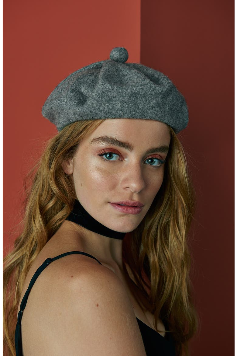 Wool Blend Beret, Alternate, color, BLACK
