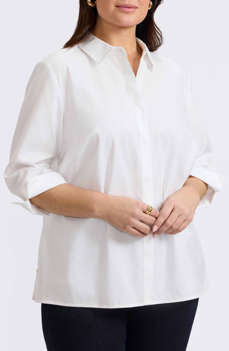 Foxcroft Beatrice Side Button Shirt, Main, color, White