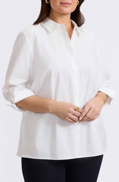 Foxcroft Beatrice Side Button Shirt In White