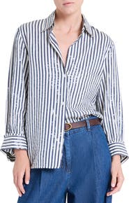 TWP Next Morning Sequin Stripe Button-Up Shirt